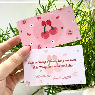 Cá | Set 50 Thiệp thông điệp cảm ơn gửi khách dành cho các shop - mã CHERRY , size 9x5,5cm