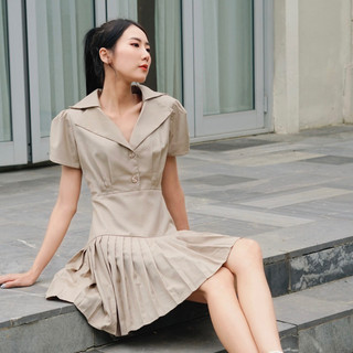 Váy ngắn dáng xoè nhẹ, váy xếp li thân, ôm eo tôn dáng dành chon nữ Lurie mini dress Caffeine Studio