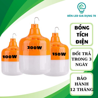 Bóng đèn tích điện công suất 50W, 100W, 150W, 200W, chống nước, sạc USB tiện lợi