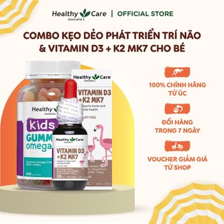 Combo Healthy Care Omega-3 250 Viên & Vitamin D3K2 MK7 Healthy Care Lọ 25ml