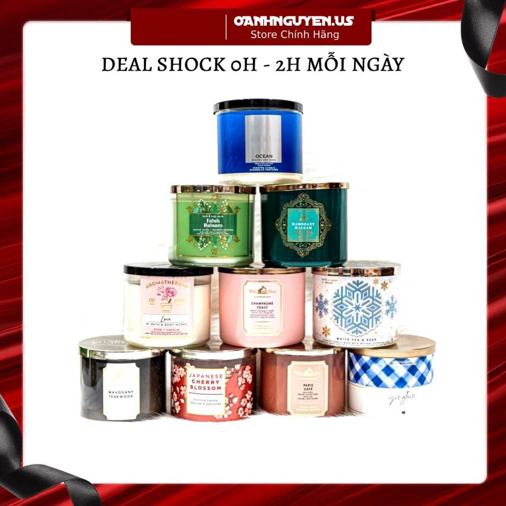 Nến thơm Bath and Body Works 3 bấc- Auth (Mỹ)