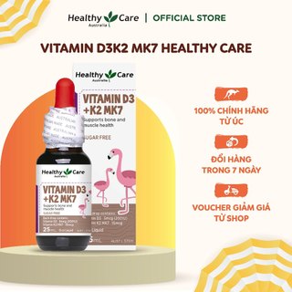 Vitamin D3K2 MK7 Healthy Care Lọ 25ml Tăng Miễn Dịch, Nâng Cao Tầm Vóc