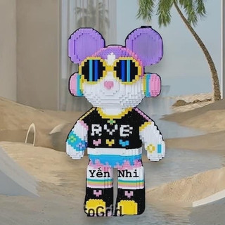 Lego bearbrick 35cm, xếp hình gấu bearbrick abana mẫu tình yêu/trái tim/cầm hoa/vũ trụ/phi hành gia/camel