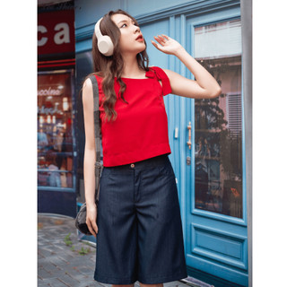 Áo Sát Nách Nữ Dáng Croptop Lee Shines, Có Nơ Cài Trang Trí, Chất Lụa Nhật Cao Cấp Không Nhăn Nhàu lee shines