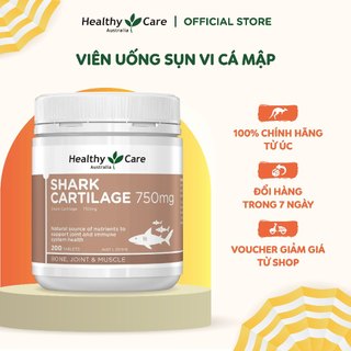 Viên Uống Sụn Vi Cá Hỗ Trợ Xương Khớp Healthy Care Shark Cartilage 750mg 200 Viên