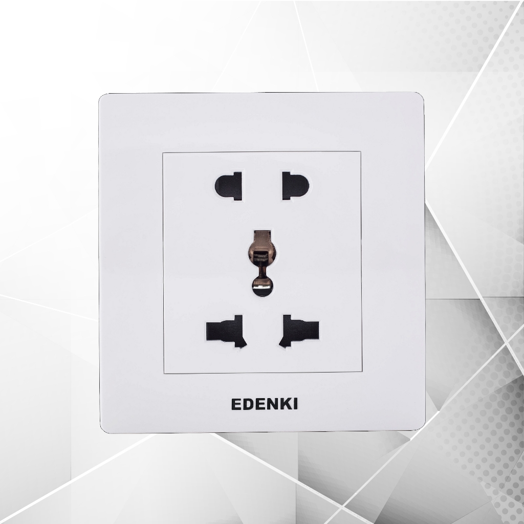 Bộ ổ cắm đôi ba chấu Edenki Concept EC-005