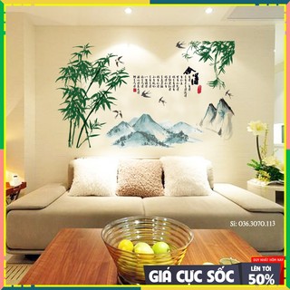 Buôn sỉ Decal dán tường nghệ thuật khung cảnh thiên nhiên cây tre