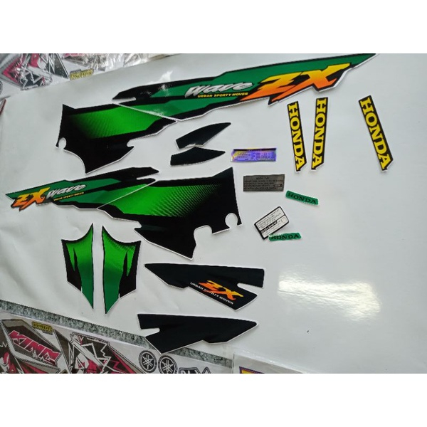 (TEM XE WAVE ZX) Trọn bộ tem xe WAVE ZX màu XANH LÁ xịn