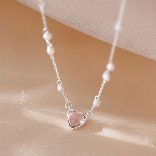 Dây chuyền bạc Pink heart, Dây chuyền Tiệm bạc 21Centimeters
