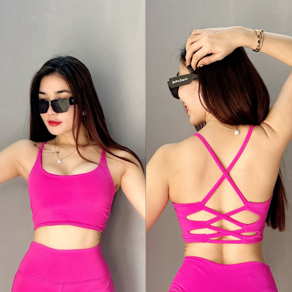 Áo Bra Phối Dây  Áo Tập Thể Thao Nữ Nhiều Màu Tập Gym Yoga Aerobic Cầu Lông - Tặng Mút Ngực Cao Cấp