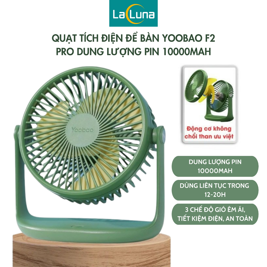Quạt Tích Điện 10000Mah Để Bàn Yoobao Văn Phòng Lên Tới 20H Sạc Usb Chạy Êm, Nhẹ Nhàng, Thiết Kế Tinh Tế - B110