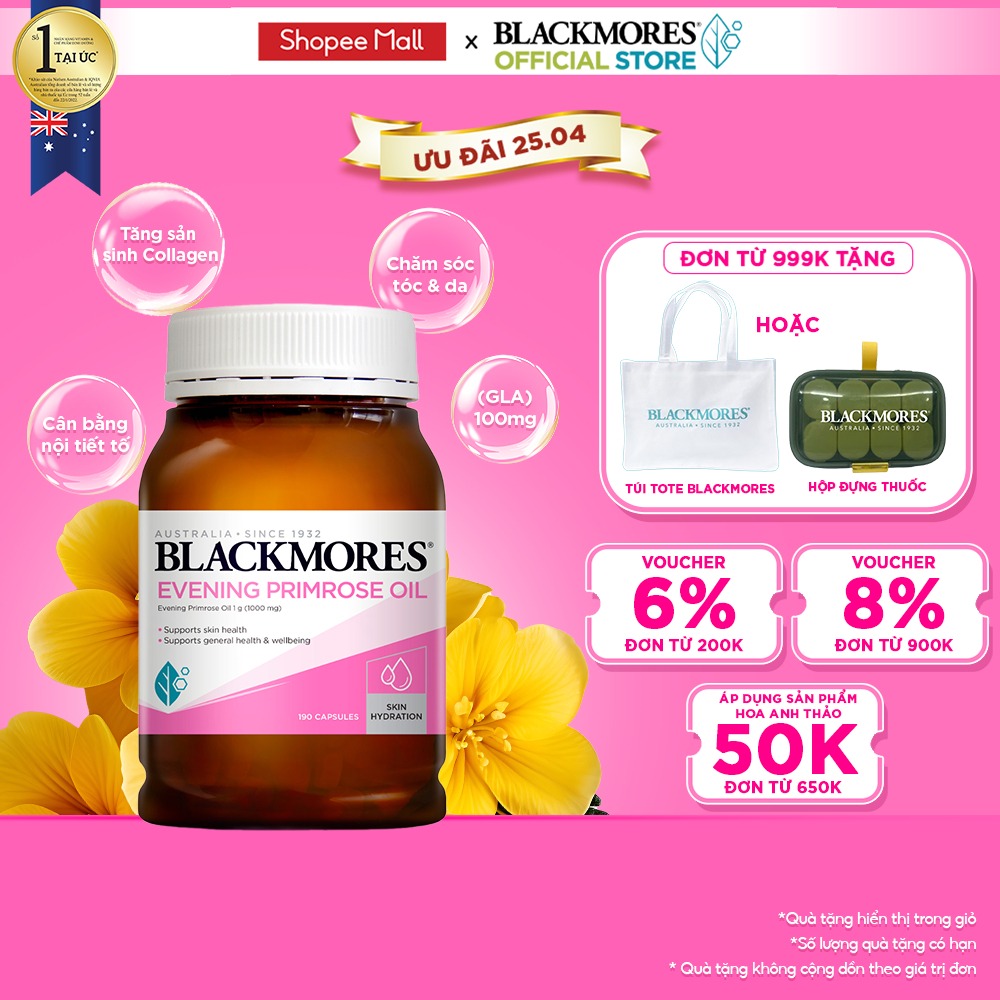 Tinh Dầu Hoa Anh Thảo Hỗ Trợ Cân Bằng Nội Tiết Tố Blackmores Evening Primrose Oil Lọ 190 Viên