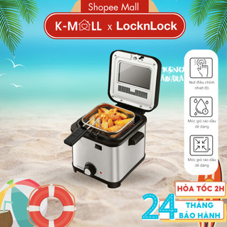 Nồi chiên ngập dầu LocknLock 1.5L EJF716SLV màu bạc, có nắp kính ngăn dầu bắn ra ngoài- K-MALL