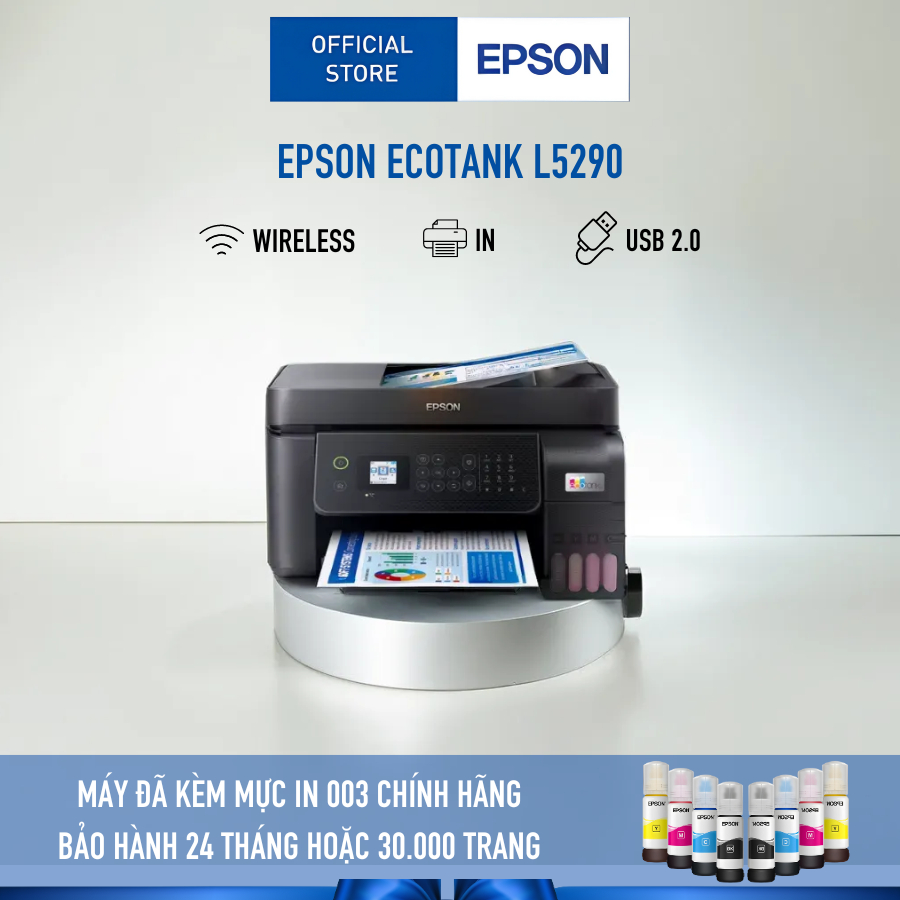 Máy In Phun Màu Đa Năng Epson EcoTank L5290 (Bao Gồm Bộ Mực Chính Hãng Đi Kèm)