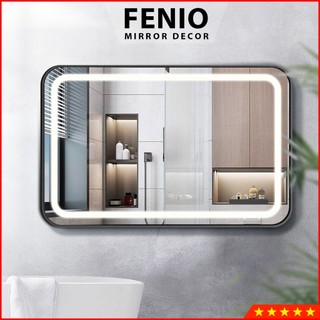 Gương treo nhà tắm FENIO có led viền cảm ứng hình chữ nhật