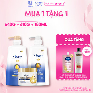 Combo gội xả ủ Dove Phục Hồi Hư Tổn 640g + 610g + 180ml