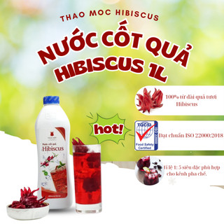 Nước cốt hoa atiso đỏ HIBISCUS nước hoa bụt dấm nguyên chất, không chất bảo quản chai 1 Lít