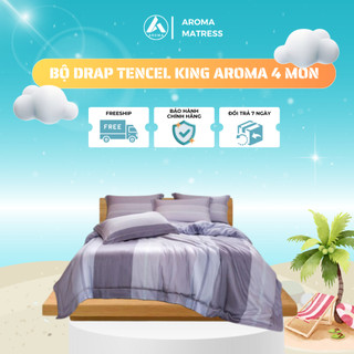 Bộ Drap 4 Món Tencel King Aroma Cao Cấp, Sang Trọng, Vải Siêu Mát Lạnh Phù Hợp Với Mùa Hè.