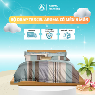 Bộ Chăn Ga Gối Lụa Tencel Ikool9 - Bộ Drap 5 Món Có Mền Cao Cấp - Vải Tencel Mát Mẻ - Giao Màu Ngẫu Nhiên.