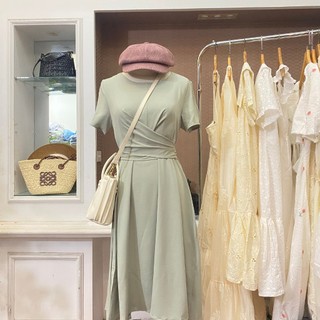 Đầm trơn dáng xòe cộc tay thắt eo tôn body siêu xinh đi chơi đi làm v005 - tvxqc