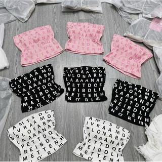 Áo ống croptop chữ có mod ngực vải borip