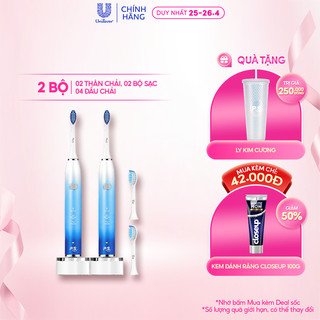 Combo 2 Bộ bàn Chải Điện P/S S100 PRO - Công Nghệ Sóng Âm, Chải Sạch Mảng Bám Tới 10X - Xanh Ombre