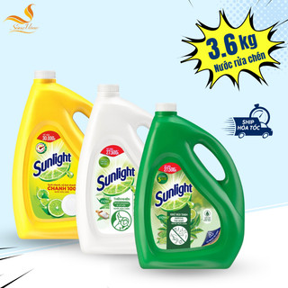 Nước rửa chén bát Sunlight 3.6kg sạch nhanh, xả bọt nhanh, rửa sạch dầu mỡ