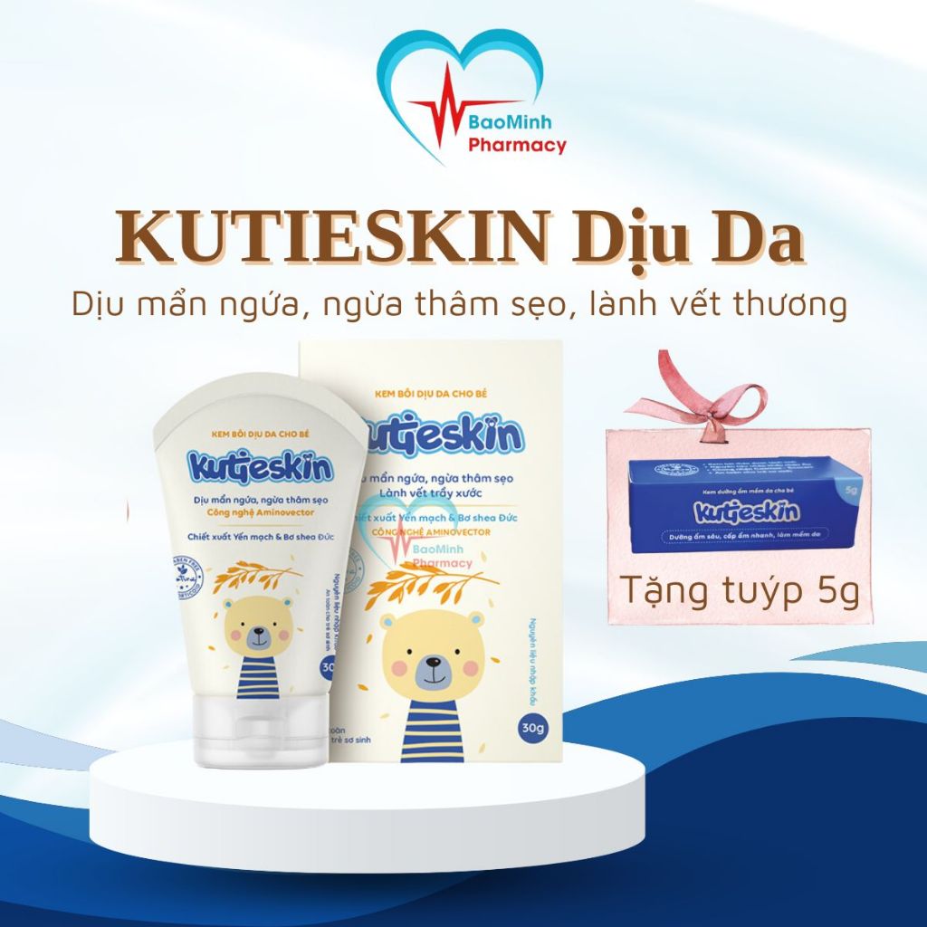 Kem Bôi Dịu Da Cho Bé Kutieskin Dịu Mẩn Ngứa Hăm Da, Ngừa Thâm Sẹo An Toàn Lành Tính Cho Bé Tuýp 30g