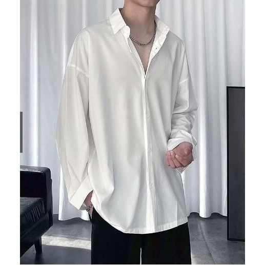 Áo sơ mi nam nữ dài tay Unisex Basic màu trắng và đen sơ mi lụa học sinh mịn mát