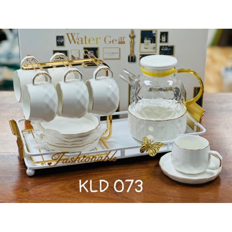 Bộ trà khay ấm kèm đế nến cao cấp