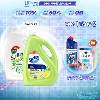 Combo Nước rửa chén + Nước lau sàn Sunlight can 3,6kg