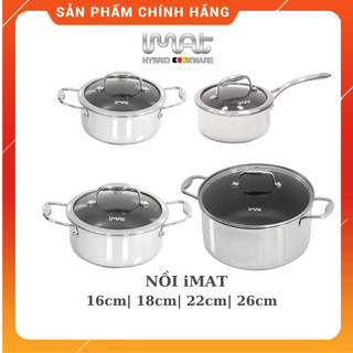 : nồi inox chống dính imat hybrid các size 16|18|22|26cm. dùng để nấu, kho, chiên.