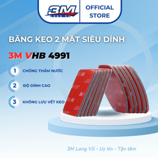 Băng keo 2 mặt 3M VHB 4991 băng keo siêu dính dán camera hành trình, chống thấm, không để lại vết keo - 3M Long Vu