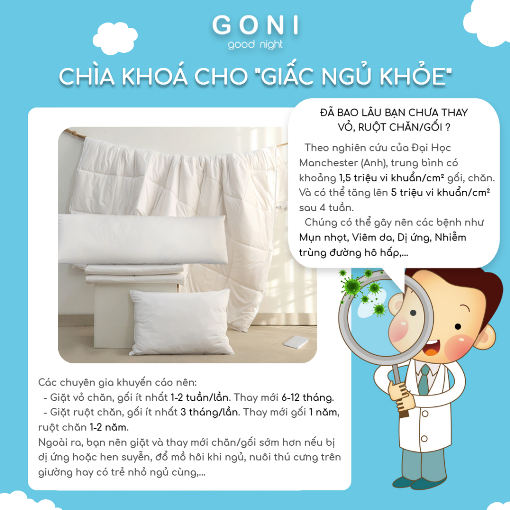 Bao vỏ gối ôm cotton tici GONI Đủ Màu