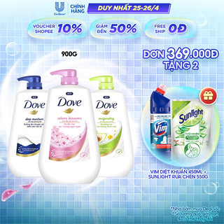 Sữa Tắm Dưỡng Thể Dove Chăm Da Mềm Mịn Tức Thì Với Dưỡng Chất Lợi Khuẩn Da 900g
