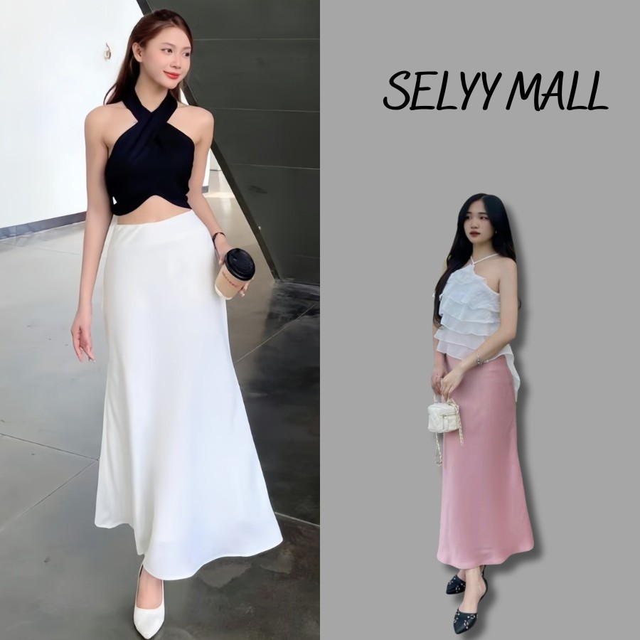 Chân váy lụa đuôi cá màu basic dáng dài chất mềm mịn sang chảnh thanh lịch SELYY CV202 | BigBuy360 - bigbuy360.vn