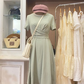 Đầm Trơn Dáng Xòe Cộc Tay Thắt Eo Tôn Body Siêu Xinh Đi Chơi Đi Làm V005