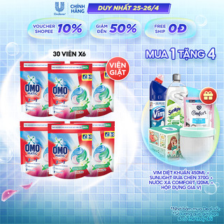 Combo 6 túi viên giặt tiện lợi OMO 3 trong 1 (30 viên/túi)