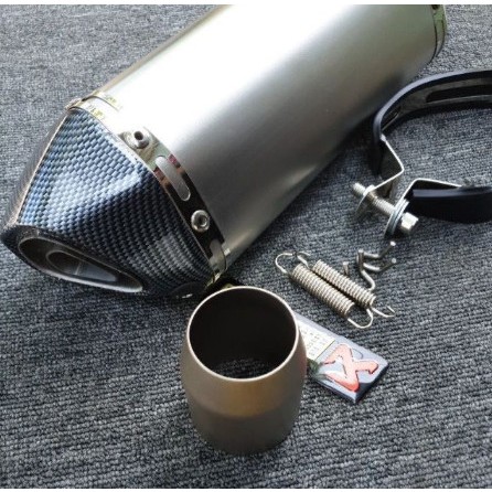 Pô Akrapovic Lục Giác Màu Bạc Inox Kèm tiêu pô giảm thanh Full Phụ Kiện gắn được nhiều dòng xe