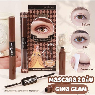 Mascara dày + dài và cong mi + chống nước 2 đầu mascara gina glam thái