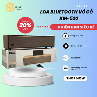 Loa Bluetooth Wind Tech Loa XM 520 Vỏ Gỗ Siêu Bass, Loa Bluetooth Để Bàn 20W Thiết Kế Sang Trọng Âm trầm bổng đẹp