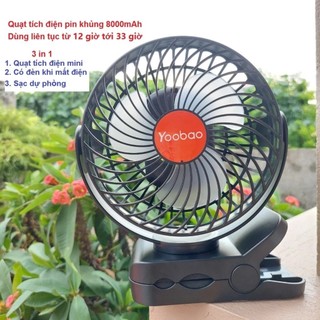  Quạt Yoobao F8 3 in 1 8000mah - Sạc Dự Phòng Đèn - Bảo hành chính hãng 