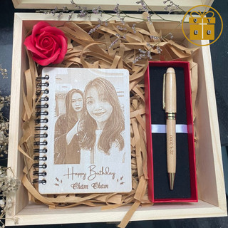 Set quà tặng gỗ gồm Sổ & Bút khắc hình và chữ theo yêu cầu - Bộ quà tặng ý nghĩa cho nam nữ, quà tốt nghiệp và sinh nhật