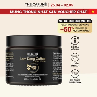 Tẩy Tế Bào Chết Lâm Đồng Coffee Body Polish The Cafuné tẩy da chết body, da mền mịn, trắng sáng mờ thâm 200ml