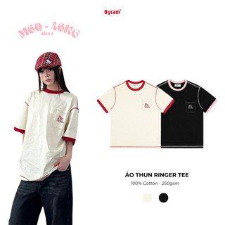 Áo Thun Ringer Phối Chỉ Đỏ Tee Áo Phông Form Oversize Cotton Cao Cấp Unisex 2024 𝑩𝒚𝒄𝒂𝒎𝒄𝒂𝒎
