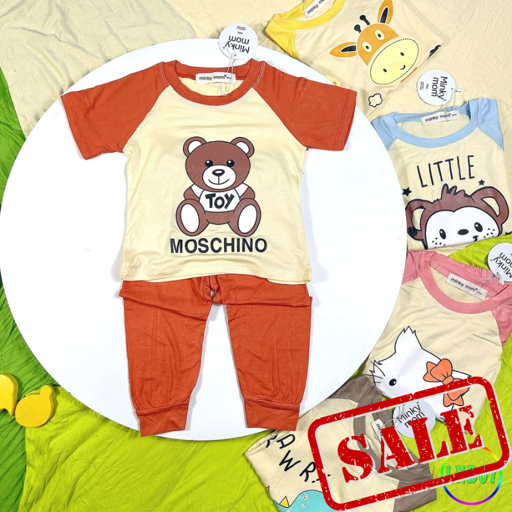 Đồ bộ áo thun cộc tay quần dài thun lạnh Minky Mom cho bé trai bé gái mặc ở nhà, đi học - Riokids TN4