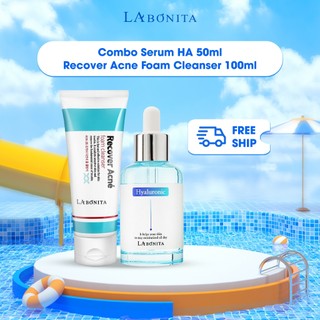 Combo Serum HA Cấp Ẩm Hyaluronic 50ml Sữa Rửa Mặt La Bonita Recover Acne Foam Cleanser 100ml