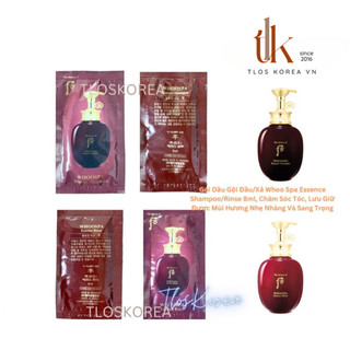 Dầu Gội/Xả Whoo Spa Tinh Chất Đông Y 8ml- Tóc Mềm Mượt Bóng Thơm Giảm Gãy Rụng