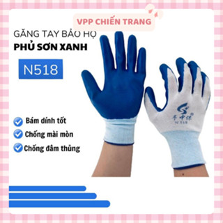 [CHUYÊN SỈ] Combo 12 đôi găng tay bảo hộ lao động phủ sơn cao su xanh hàng loại 1 dày dặn bảo vệ da tay