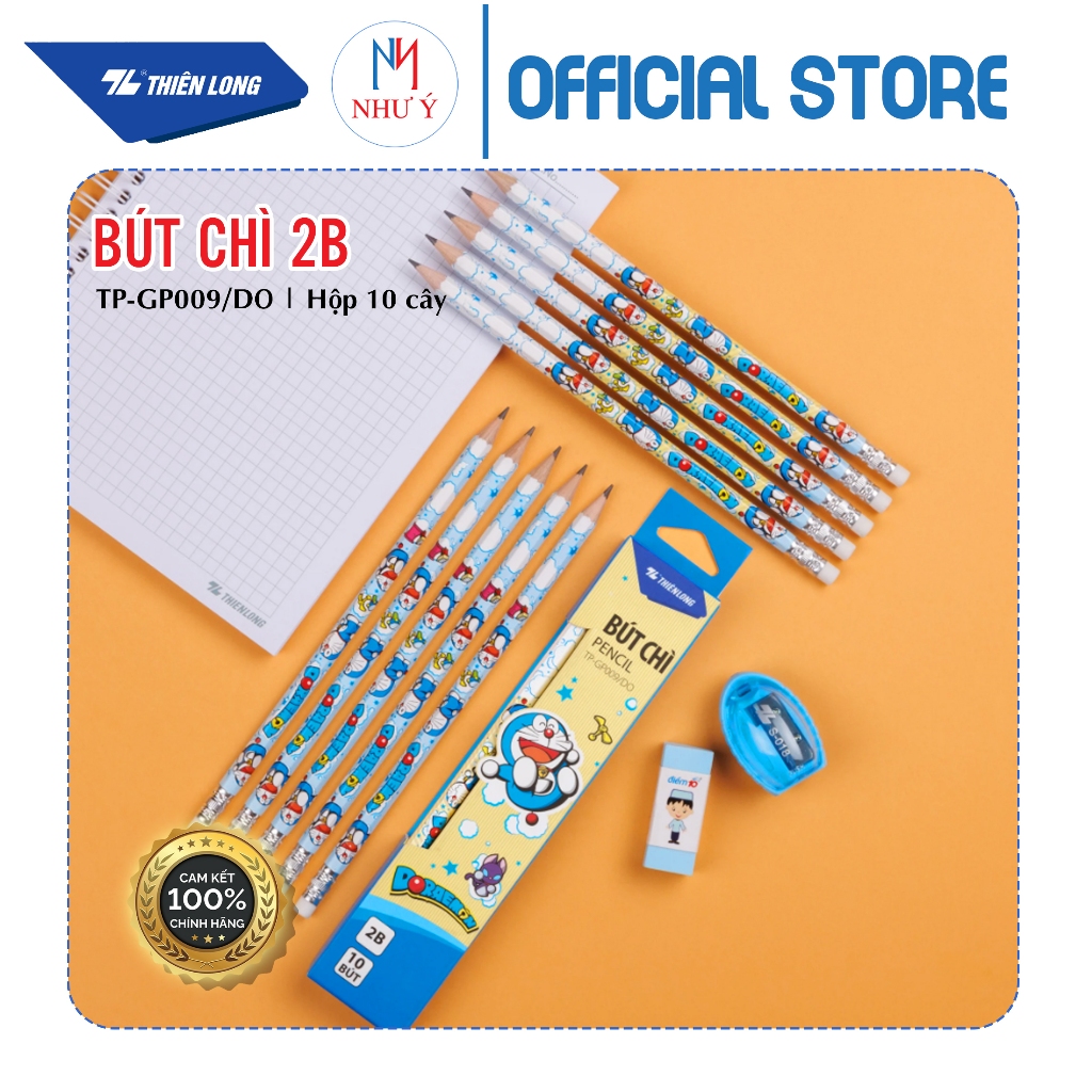 [HỘP 10 CÂY] Bút chì gỗ Thiên Long Điểm 10 2B TP-GP009/DO (Hàng Chính Hãng)